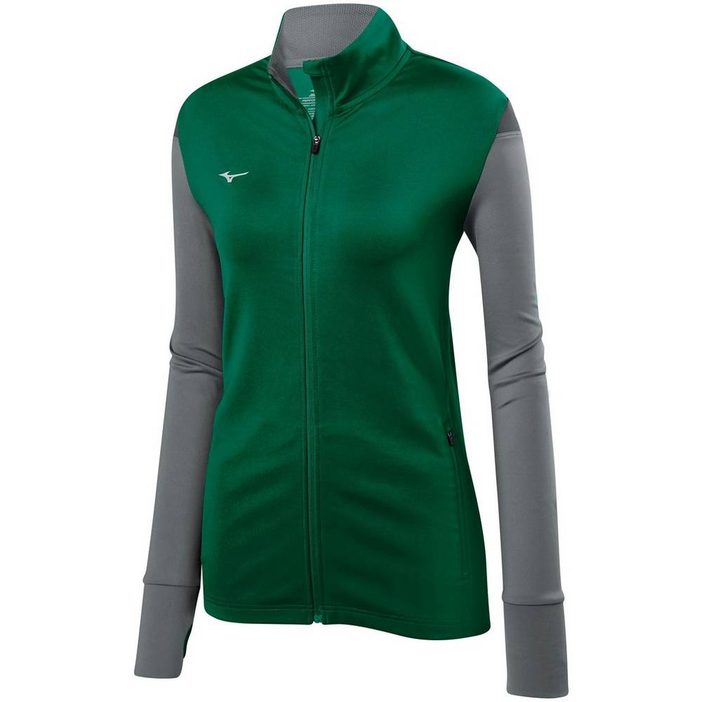 Womens Mizuno Horizon Full Zip Volleyball Jacket Green/Grey Philippines (WFNDOY395)